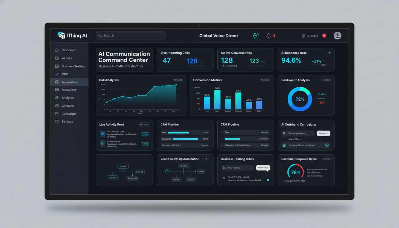 AI business communication dashboard from Global Voice Direct