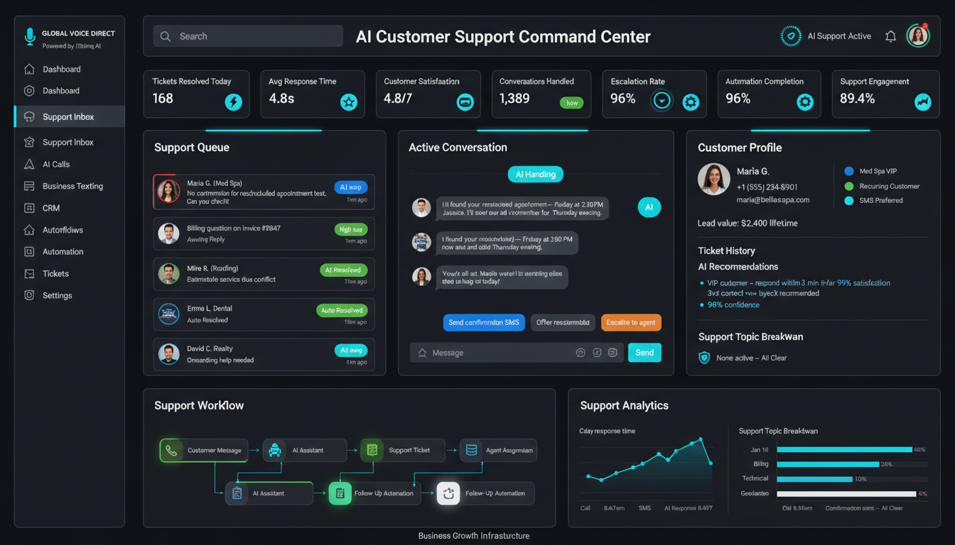 AI customer support command center — Global Voice Direct