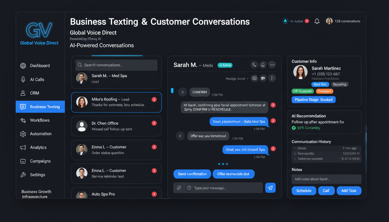 Global Voice Direct enterprise core systems layout matching corporate growth tools