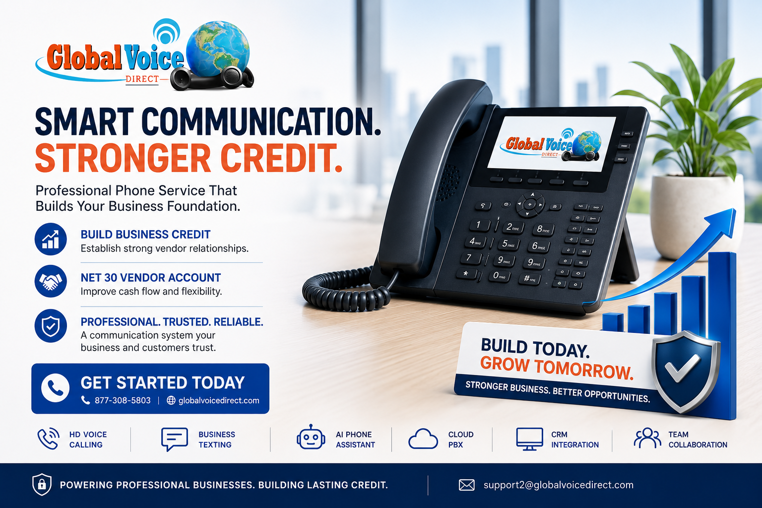Net 30 telecom vendor account from Global Voice Direct
